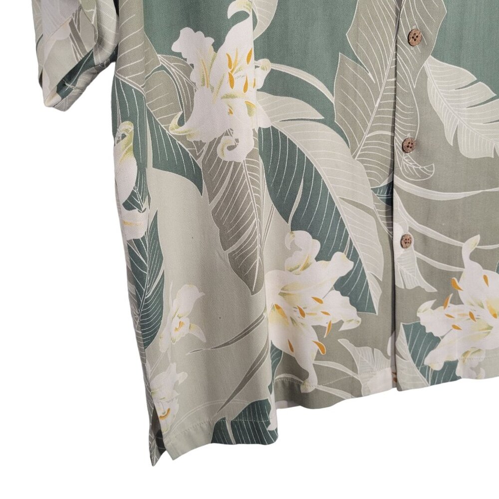Tommy Bahama Mens Size XL Shirt 100% Silk Twill Hawaiian Camp Hibiscus Green - Picture 6 of 9